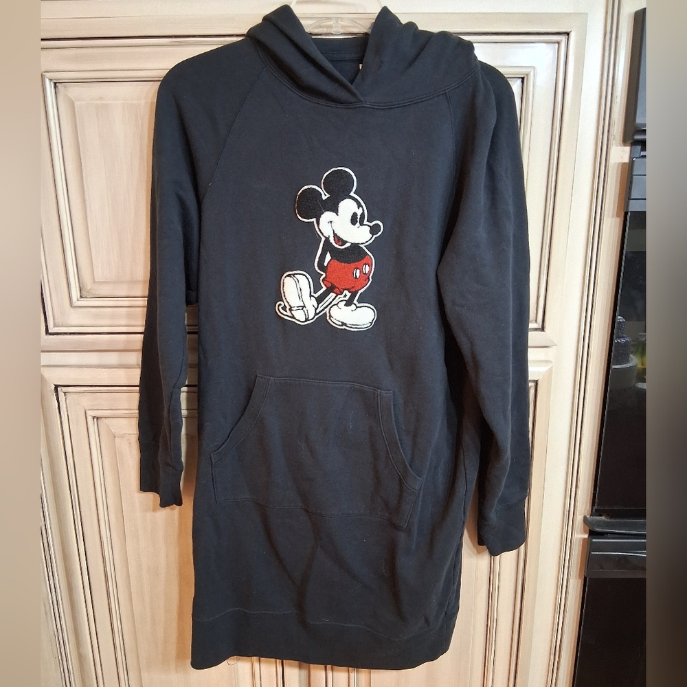 Disney Black Hoodie Dress with Red Accented Mickey